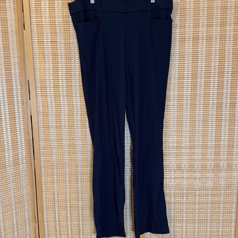Maurices Womens XL Long Navy Blue Textured Diamond Knit Dress Pants Trousers